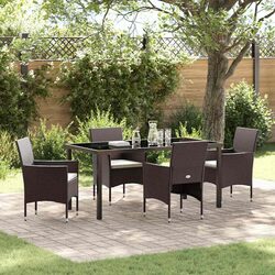 Outdoor Garden Dining Set 5 Pieces Brown Poly Rattan Chair Table Patio Furniture