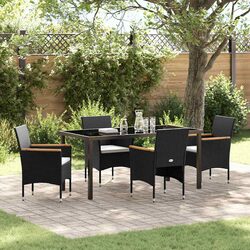 Garden Dining Set 5 Pieces Outdoor Patio Black Poly Rattan Furniture with