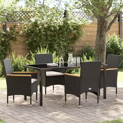 Garden Dining Set 5 Piece Outdoor Furniture Poly Rattan Tempered Glass Table