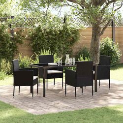 Garden Dining Set 5 Piece Outdoor Furniture Table Chairs Black Poly Rattan