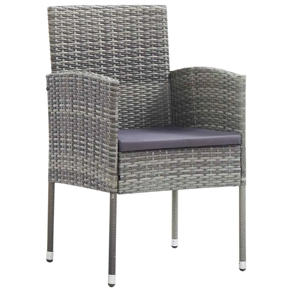 Garden Dining Set 5 Piece Outdoor Furniture with Cushions Grey Poly Rattan