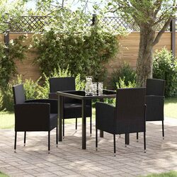 Garden Dining Set 5 Piece Outdoor Furniture Table Chairs with Cushions Black