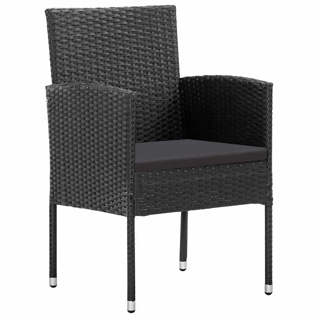 5 Piece Outdoor Dining Set Black Poly Rattan Garden Patio Furniture with