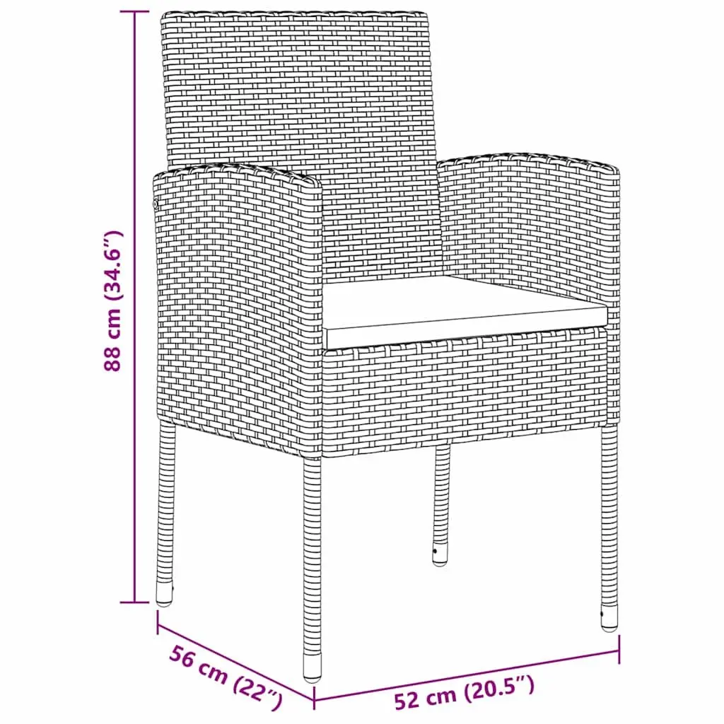 5 Piece Outdoor Dining Set Black Poly Rattan Garden Patio Furniture with