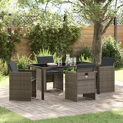 Garden Dining Set 5 Piece Outdoor Furniture Table Chairs Grey Poly Rattan Patio