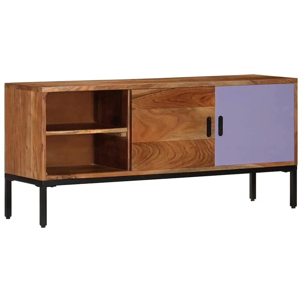 TV Cabinet Solid Wood Honey Brown Grey 110x30x50 cm Storage Unit Living Room