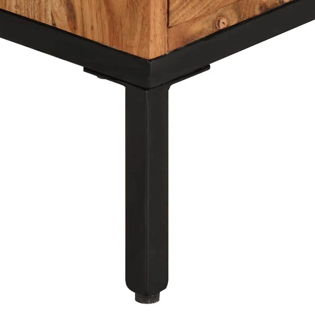 TV Cabinet Solid Wood Honey Brown Grey 110x30x50 cm Storage Unit Living Room