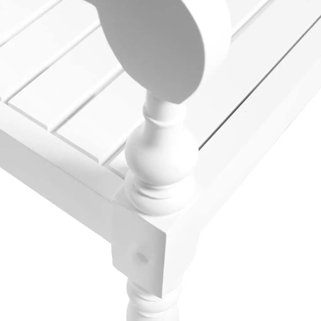 Storage Bench Wooden 123cm White Curved Armrests