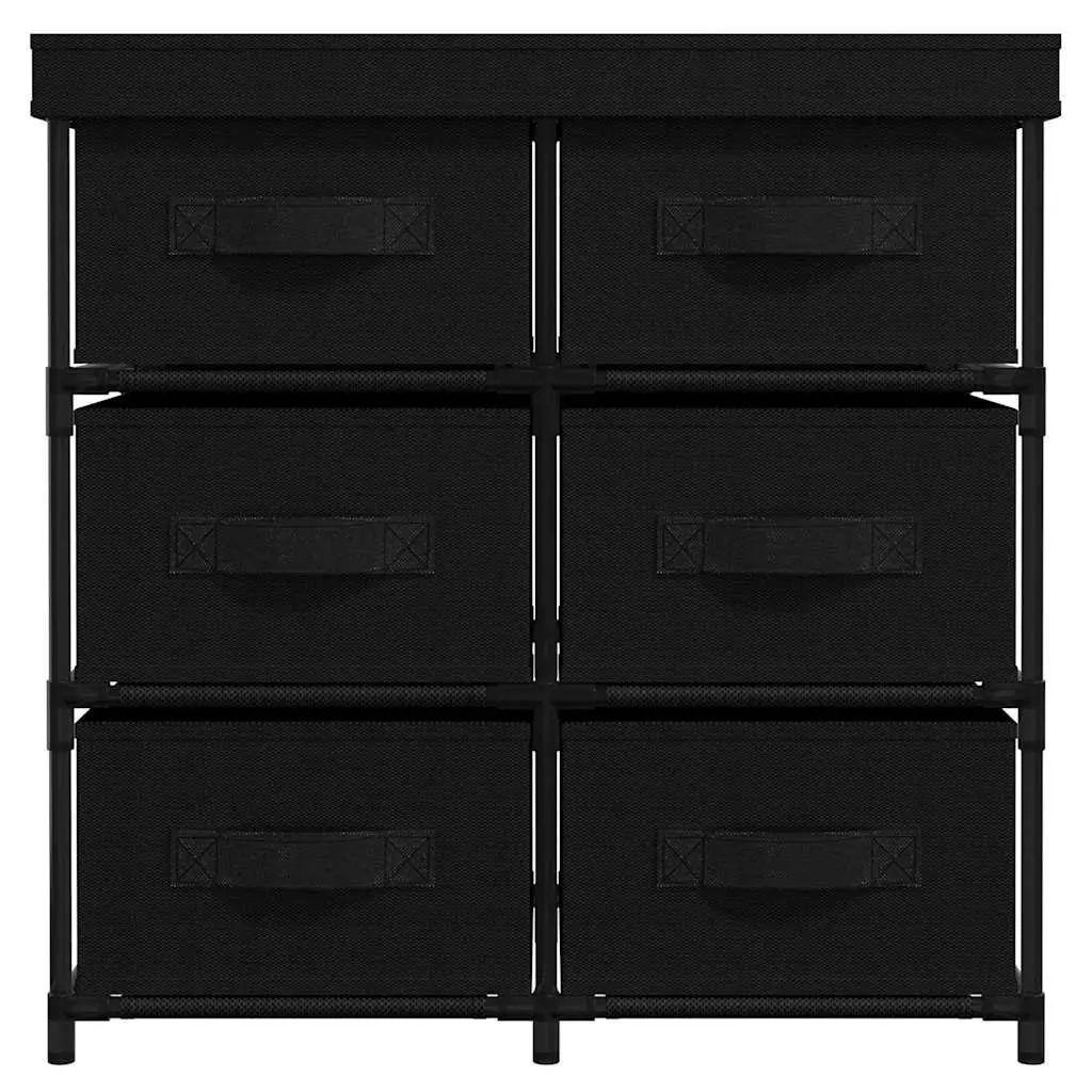 Storage Cabinet 6 Drawers Fabric Organiser Black Steel Frame