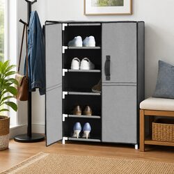 Shoe Cabinet 5-Tier Grey Fabric Storage Organiser Rack Shelves