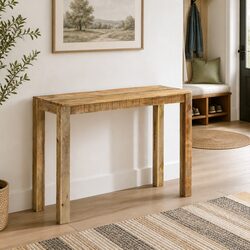 Console Table 110x35x76cm Rough Mango Wood End Table Accent Furniture Brown