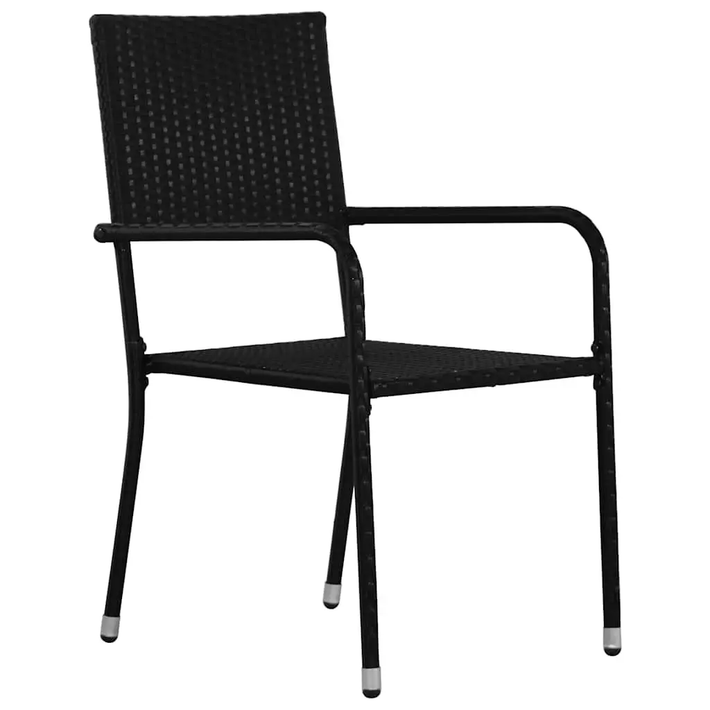 Outdoor Dining Set 5 Piece Black Poly Rattan Garden Furniture with Cushion