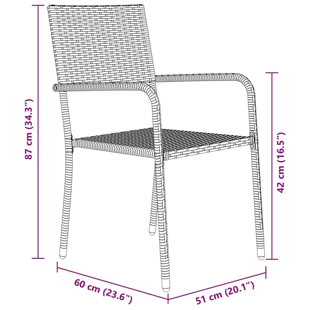 Outdoor Dining Set 5 Piece Black Poly Rattan Garden Furniture with Cushion