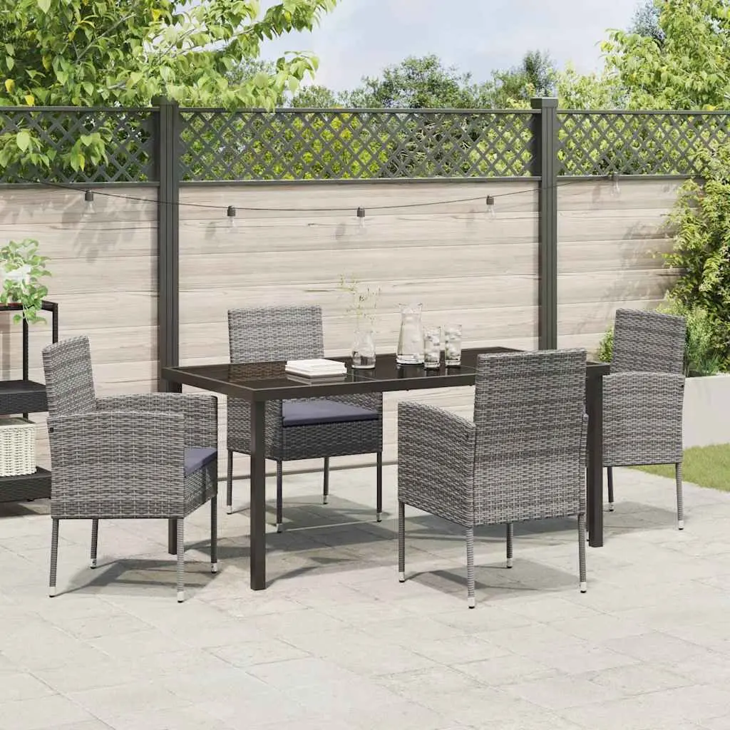 Garden Dining Set 5 Piece Outdoor Furniture Table Chairs Cushion Grey