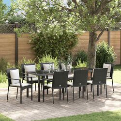 Outdoor Garden Dining Set 9 Piece Black Poly Rattan Furniture Patio Table Chairs