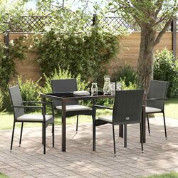 Outdoor Dining Set 5 Piece Garden Furniture Tempered Glass Table Chair Cushion
