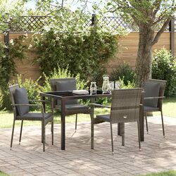 Garden Dining Set 5 Piece Outdoor Furniture Tempered Glass Table Cushioned Seats