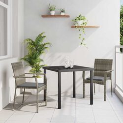 Garden Dining Set 3 Pieces Grey Outdoor Furniture Patio Rattan Chairs Table