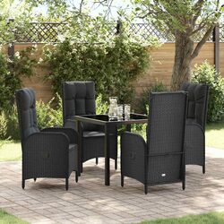 Garden Dining Set 5 Piece Outdoor Furniture with Cushions Black