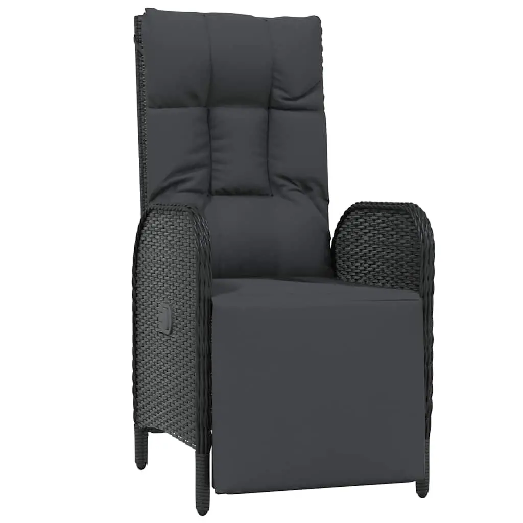 Garden Dining Set 3 Pieces Outdoor Furniture Poly Rattan Black with Cushions