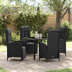 Garden Dining Set 5 Piece Outdoor Furniture Patio Table Chair Cushion Black