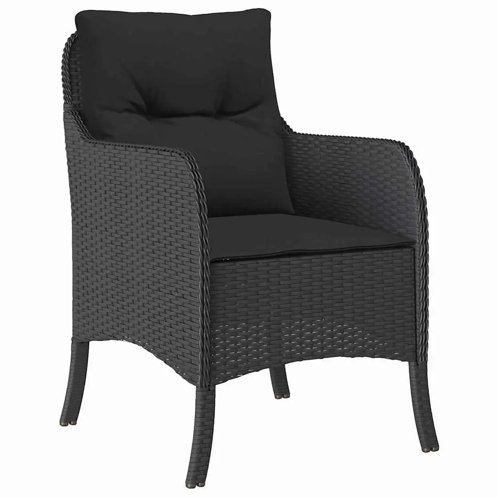 Garden Dining Set 5 Piece Outdoor Furniture Black Poly Rattan with Cushion