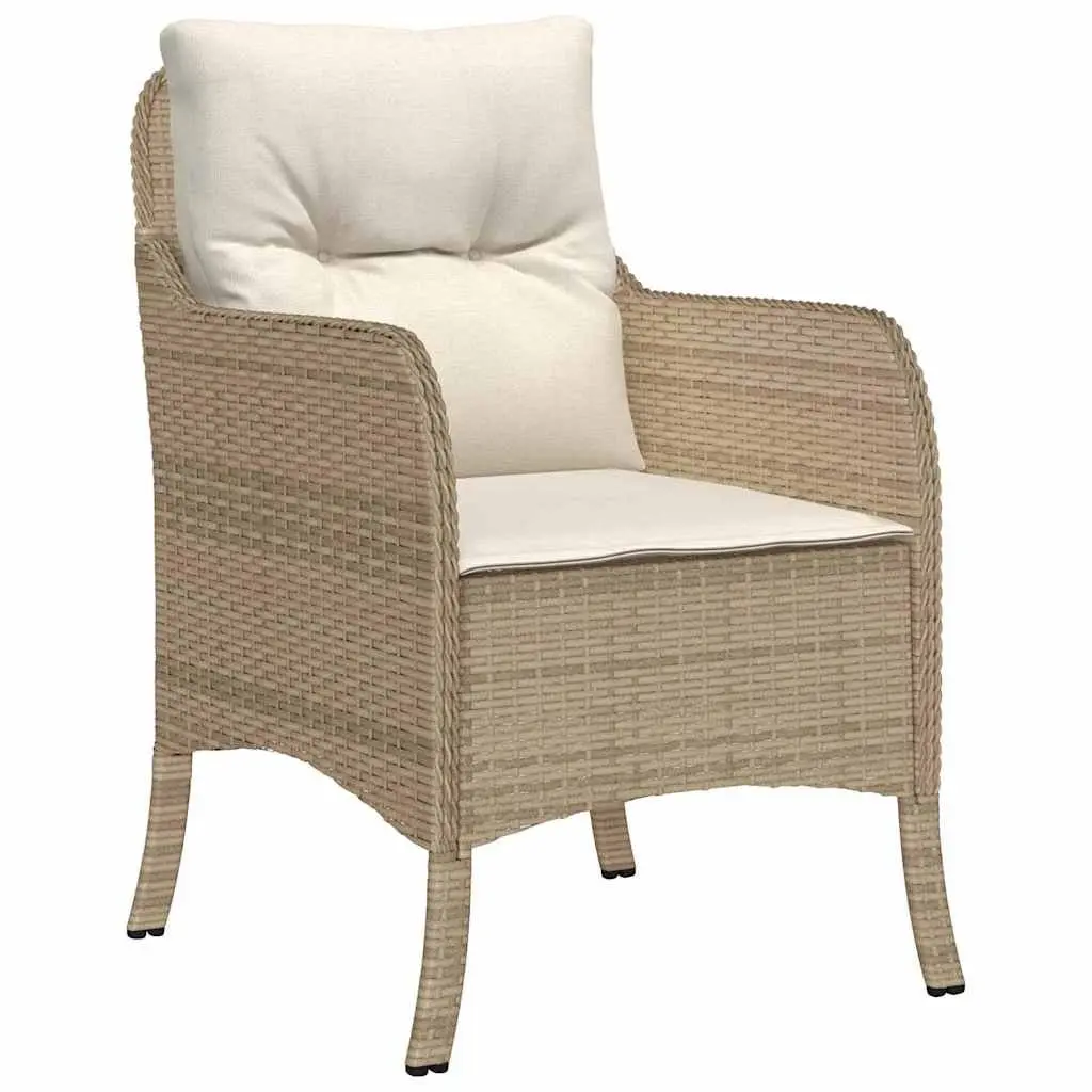 Garden Dining Set 3 Piece Modern Outdoor Furniture with Cushions Beige Poly Rattan