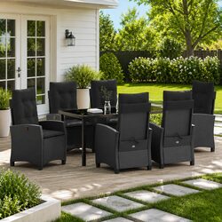 Garden Dining Set 7 Piece Outdoor Furniture Patio Table Chairs with Cushions