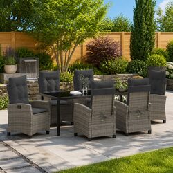 Garden Dining Set 7 Pieces Grey Outdoor Furniture Patio Table Chairs with