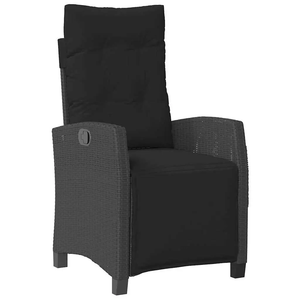 7 Piece Outdoor Dining Set Black Poly Rattan Garden Furniture with Cushions