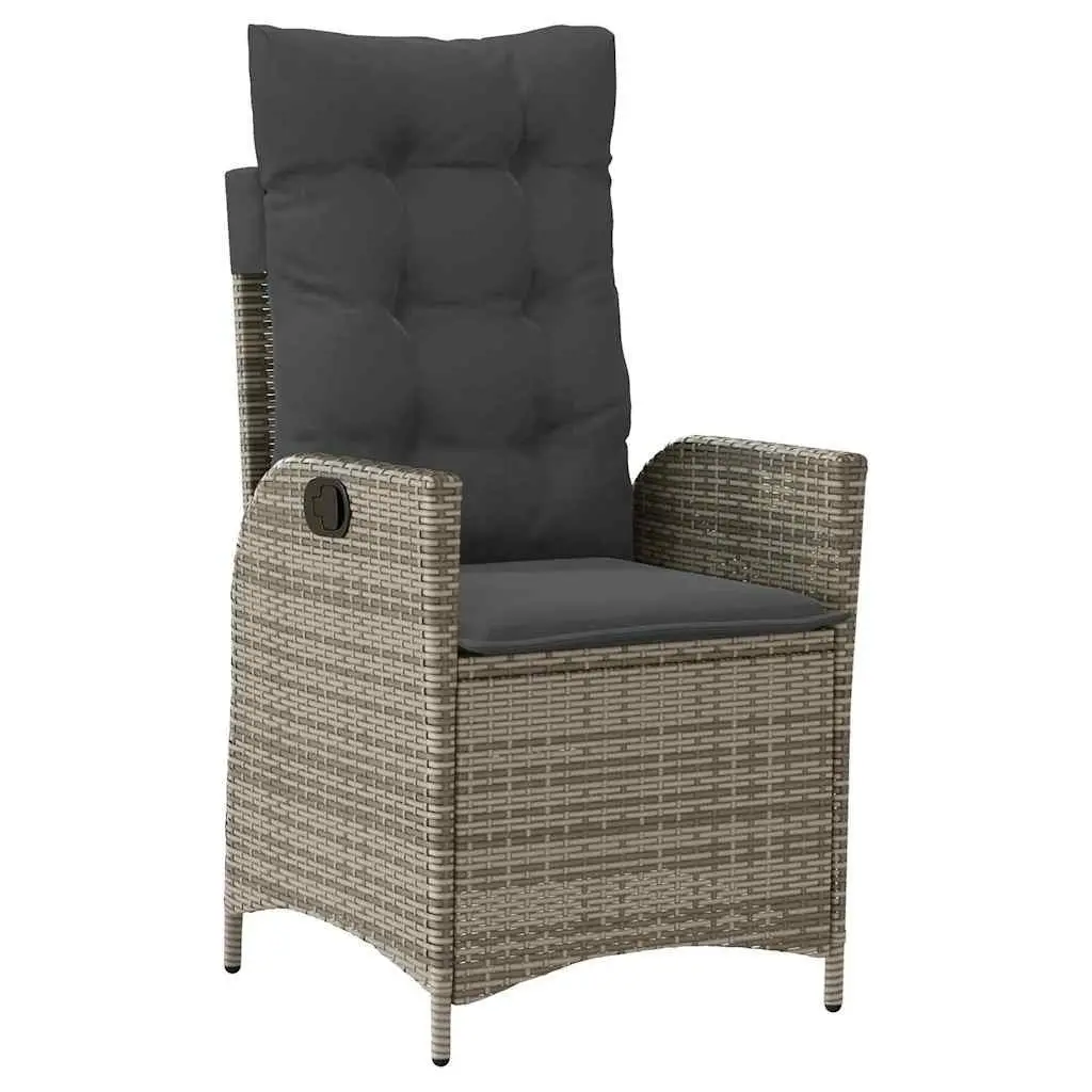 Garden Dining Set 3 Pieces Grey Poly Rattan with Cushion Outdoor Furniture