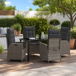 Garden Dining Set 5 Pieces Outdoor Patio Furniture with Cushion Grey