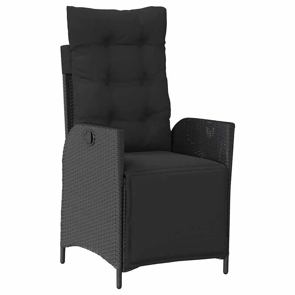 Outdoor Dining Set 3 Piece Black Poly Rattan Garden Furniture with Cushions