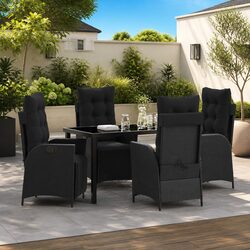 Outdoor Garden Dining Set 5 Piece Black Poly Rattan Patio Furniture with