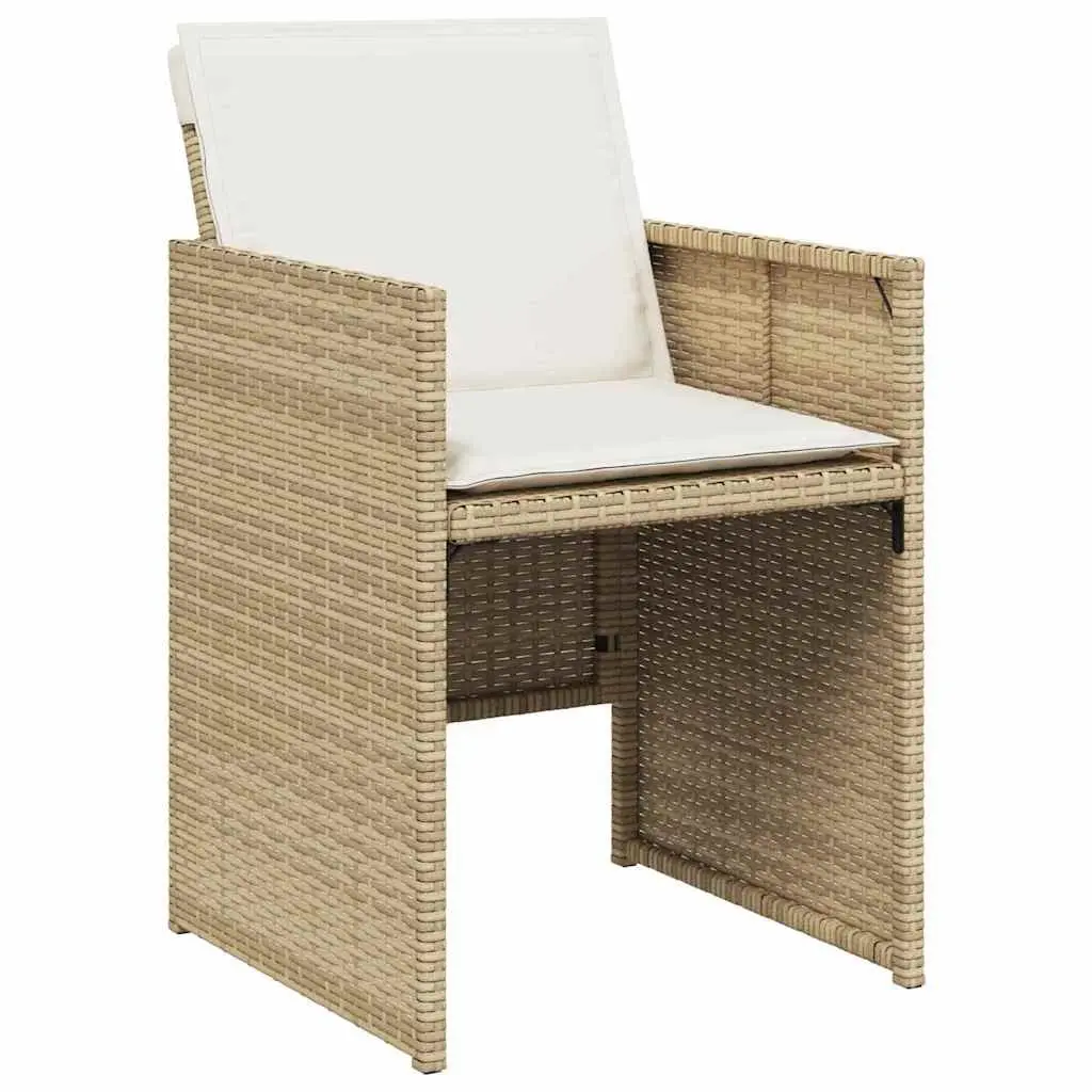 Garden Dining Set 5 Pieces Outdoor Furniture Beige Poly Rattan Table Chairs