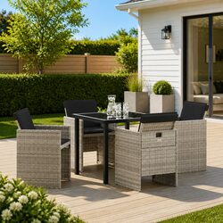 Garden Dining Set 5 Pieces Light Grey Outdoor Furniture Table Chairs Patio