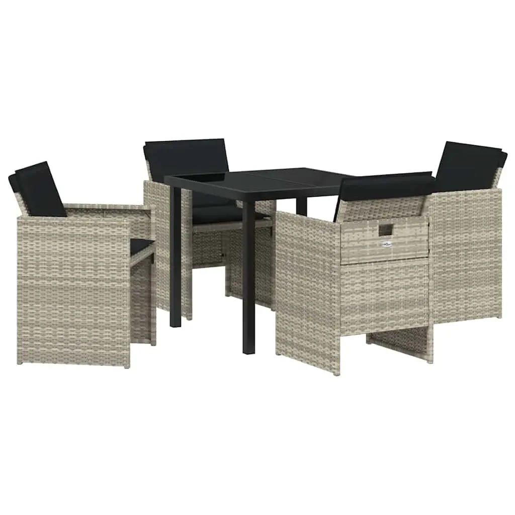 Garden Dining Set 5 Pieces Light Grey Outdoor Furniture Table Chairs