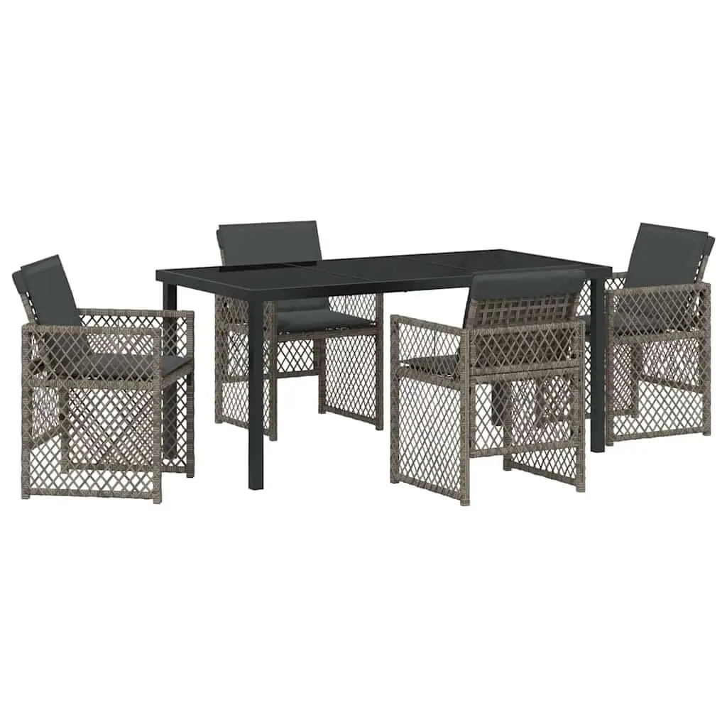 Garden Dining Set 5 Piece Grey Outdoor Furniture Patio Table Chairs