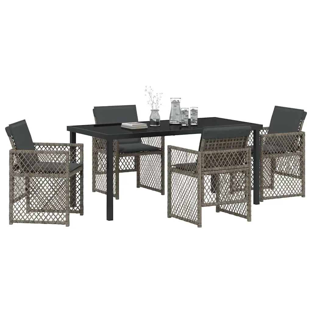 Garden Dining Set 5 Piece Grey Outdoor Furniture Patio Table Chairs