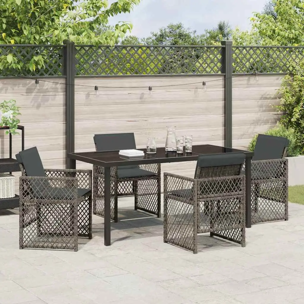 Garden Dining Set 5 Piece Grey Outdoor Furniture Patio Table Chairs