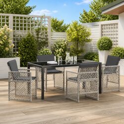 Garden Dining Set 5 Pieces Light Grey Outdoor Furniture Poly Rattan Patio Table