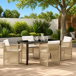 Outdoor Dining Set 5 Piece Garden Furniture Patio Table Chairs Steel Frame