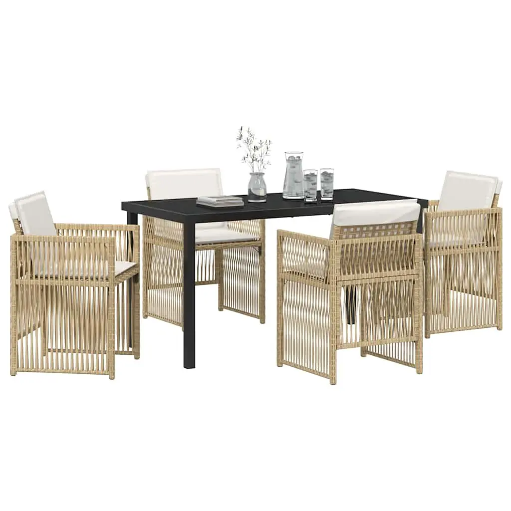 Outdoor Dining Set 5 Piece Garden Furniture Patio Table Chairs Powder-coated Steel Frame Brown