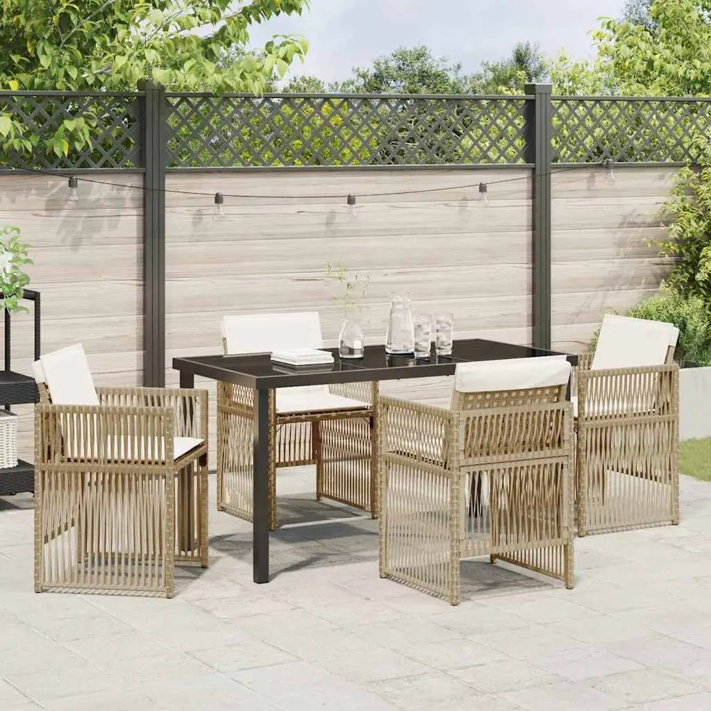 Outdoor Dining Set 5 Piece Garden Furniture Patio Table Chairs Powder-coated Steel Frame Brown