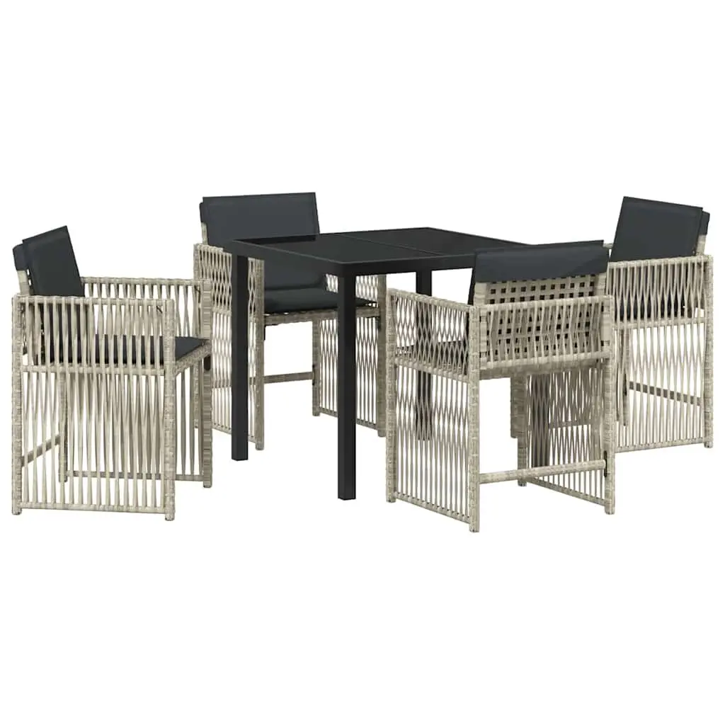 Garden Dining Set 5 Piece Light Grey Steel Outdoor Furniture with Cushions