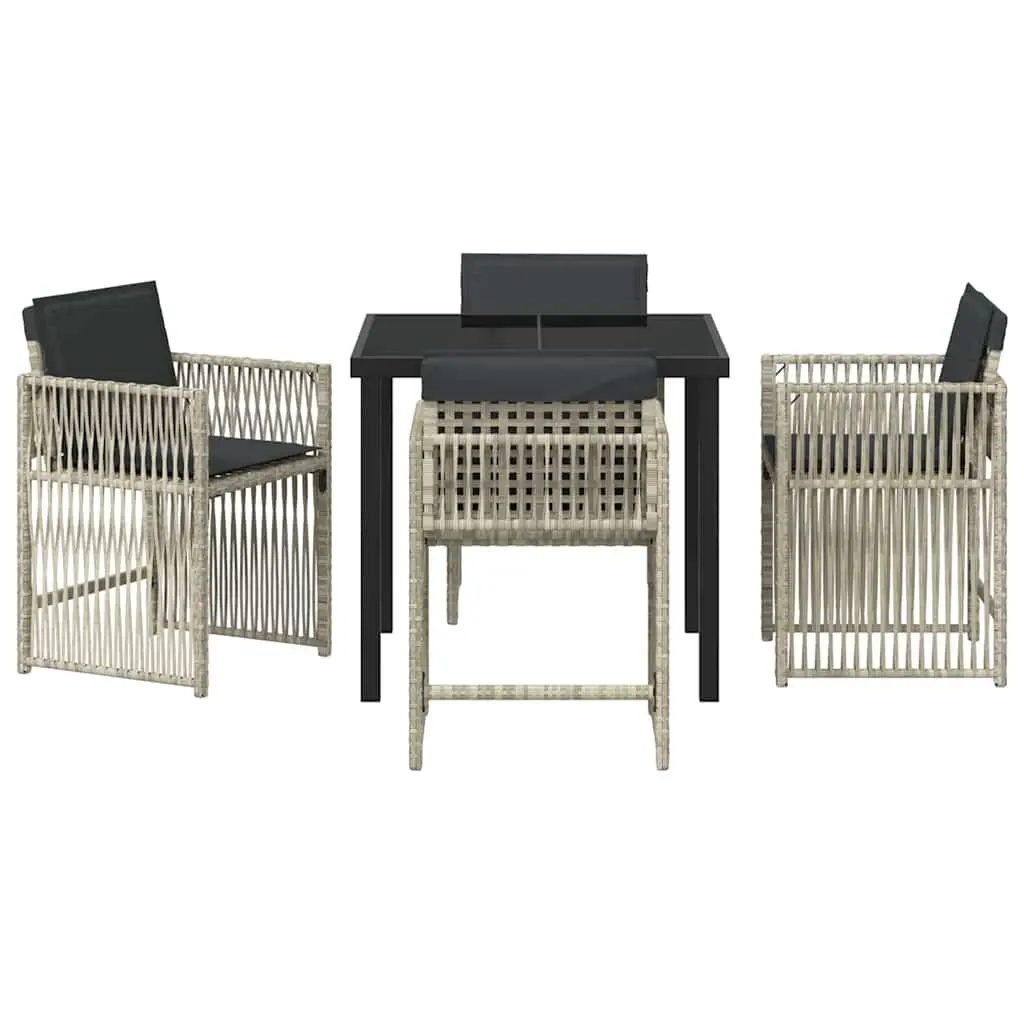 Garden Dining Set 5 Piece Light Grey Steel Outdoor Furniture with Cushions