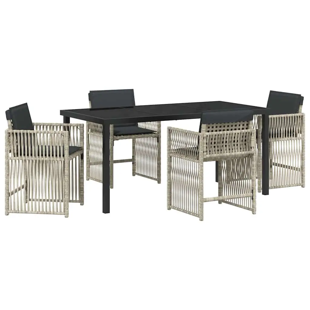 Garden Dining Set 5 Piece Outdoor Furniture Light Grey Steel Armchair Table