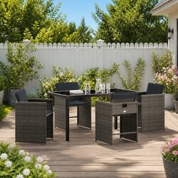Garden Dining Set 5 Piece Grey Outdoor Furniture Patio Table Chairs