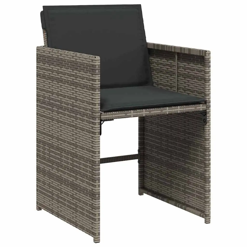 Garden Dining Set 5 Pieces Grey Poly Rattan Outdoor Furniture Table Chairs
