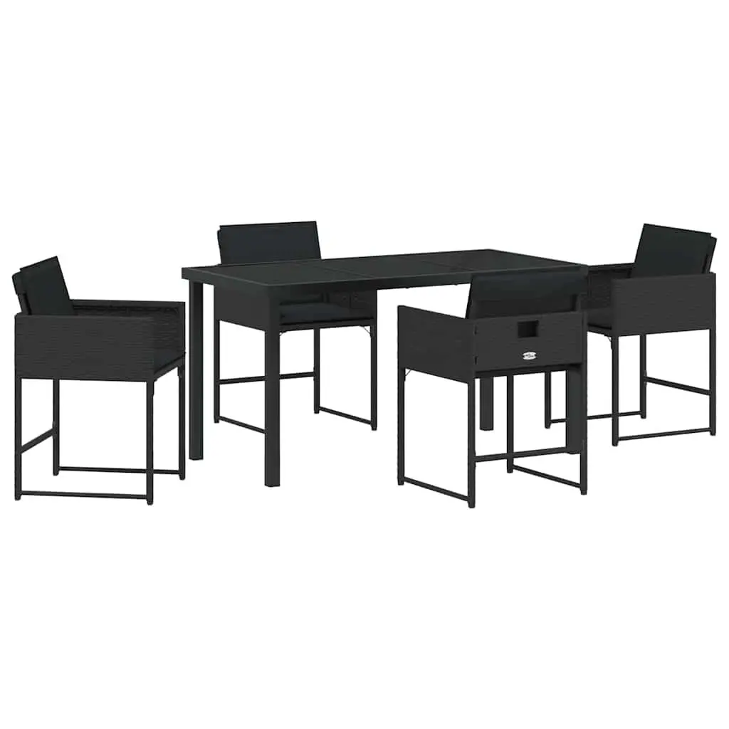 Garden Dining Set 5 Pieces Black Outdoor Furniture Patio Table Chairs